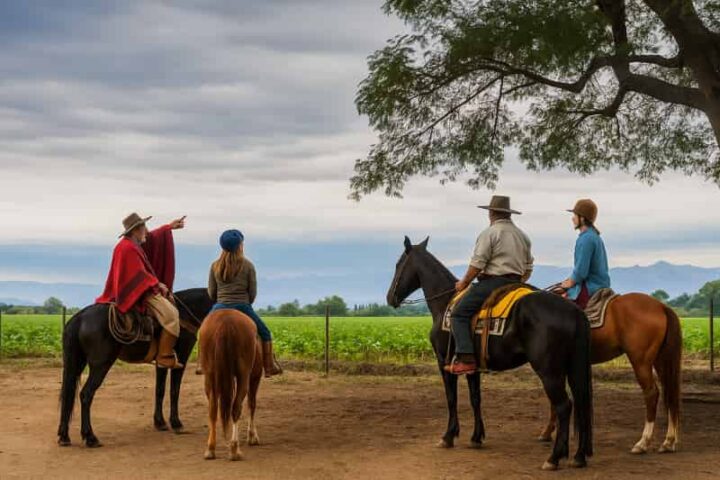 Gauchos durante la cabalgata en Salta