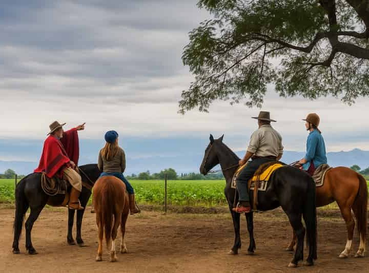 Gauchos durante la cabalgata en Salta