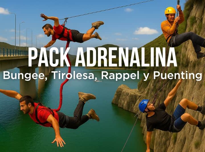 El Pack adrenalina incluye bungee, tirolesa, rappel y puenting
